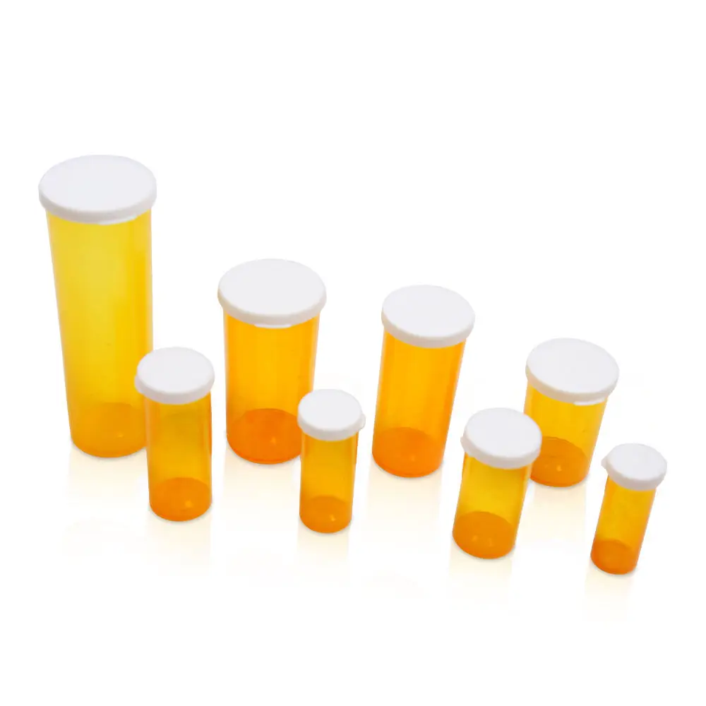 60 Dram Orange Plastic Pill Bottle Prescription Vials Container With Snap Caps Vials