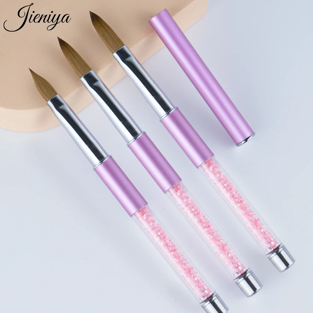 Acrylic Nail Brushes Pure Kolinsky Hair for Acrylic Powder Manicure Pedicure Round Shaped Brush , Profession Nail Art Brushes