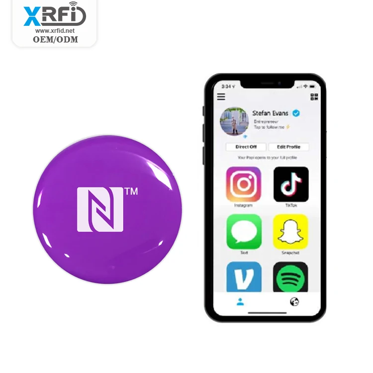 Bulk In Stock Custom Logo Nfc Tag 215 216 Social Media Sharing For NFC Phones Adhesive Sticker Nfc Epoxy Tags
