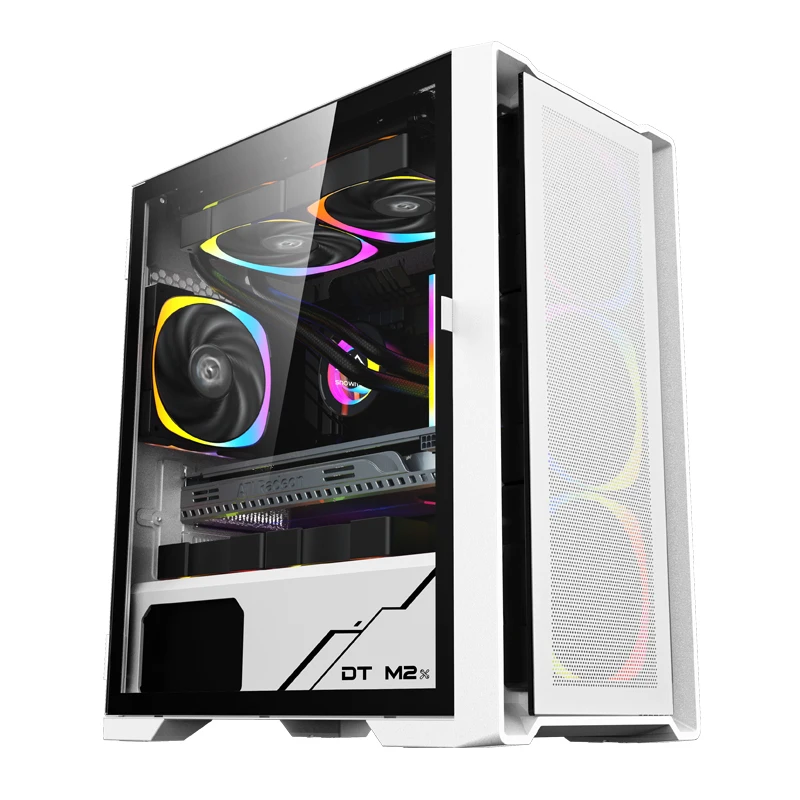 SNOWMAN CS032 Mainstream Gaming PC Mid Tower Case MATX Mini ITX Customized Tempered Glass Computer Case Desktop Case Tower White