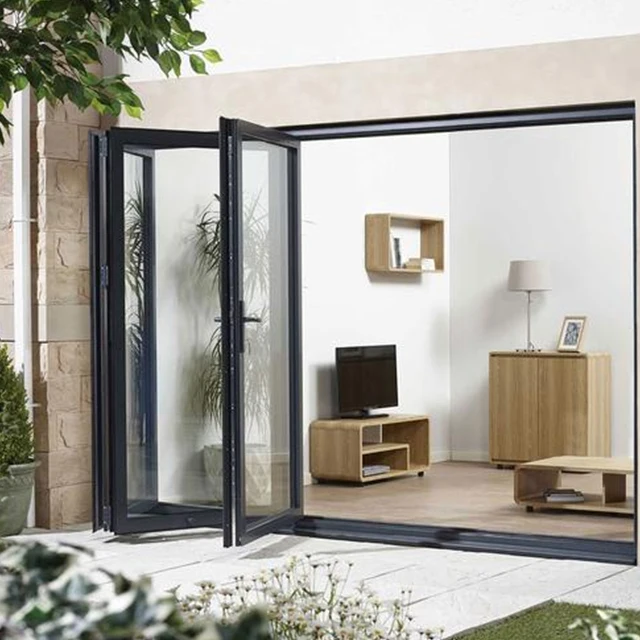 JBDhome New Custom Indoor Wooden Folding Door 360 Degree Glass to Glass Folding Shower Door