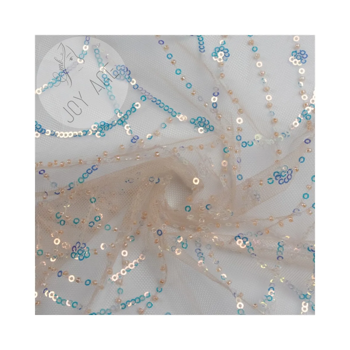 Polyester 9mm Embroidery Transparent Sequins Net Mesh Tulle Lace Stripes Wed Dress Fabric With Beads