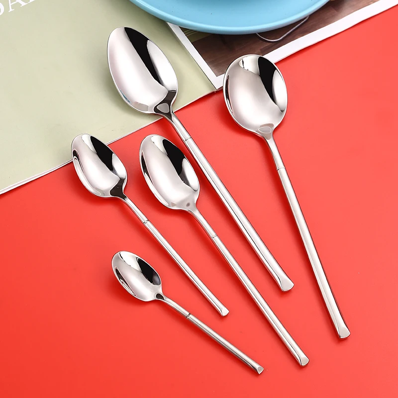 Stainless steel 304 knight square sterling silver handle high-end hotel restaurant tableware spoon and fork cutlery set