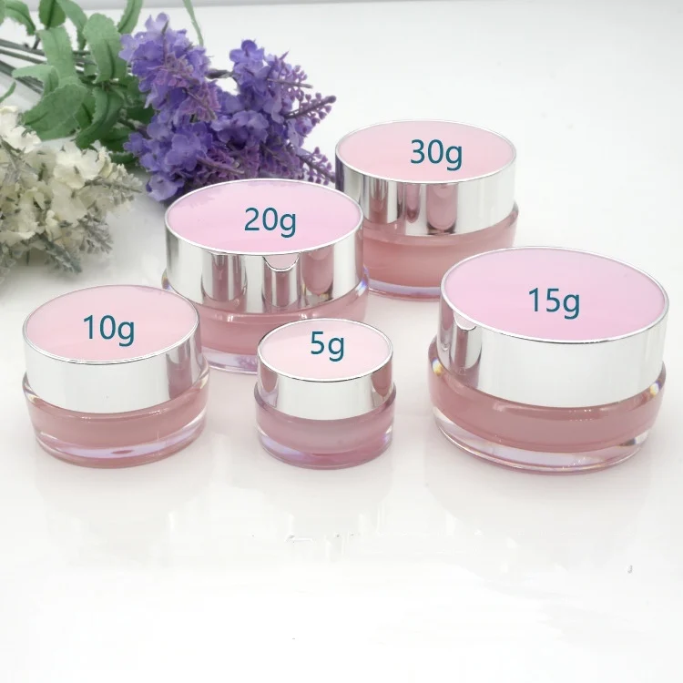 Custom 5g Pink Lip Balm Container Acrylic Gel Polish Pigment Glitter Empty Storage  Nail Powder Jar With Sifter