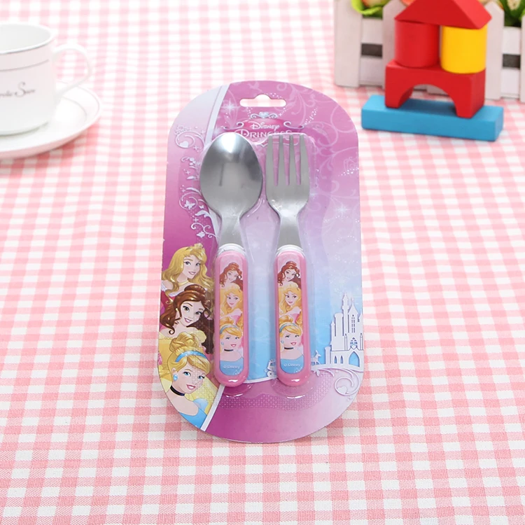 Food Grade plastic stainless steel children travel spoon fork kids cutlery set