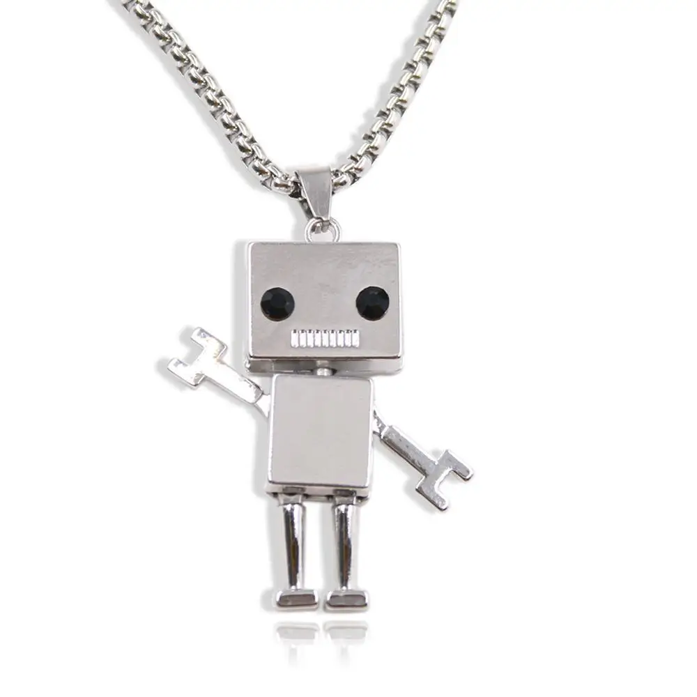 
Hot sale stainless steel alloy metal parts robot pendant for necklace keychain decoration 