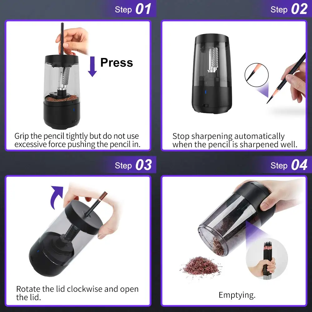 Factory Electric Pencil Sharpener Suitable For 6-8mm Charcoal/Graphite Pencils With Replaceable Blades Suitable For Sketching