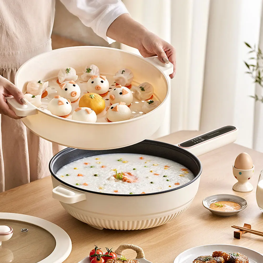 New Best Home Non Stick Electric Skillet Table Hotpot Cooking Pot Temperature Control Multifunctional Smart Electric Frying Pan