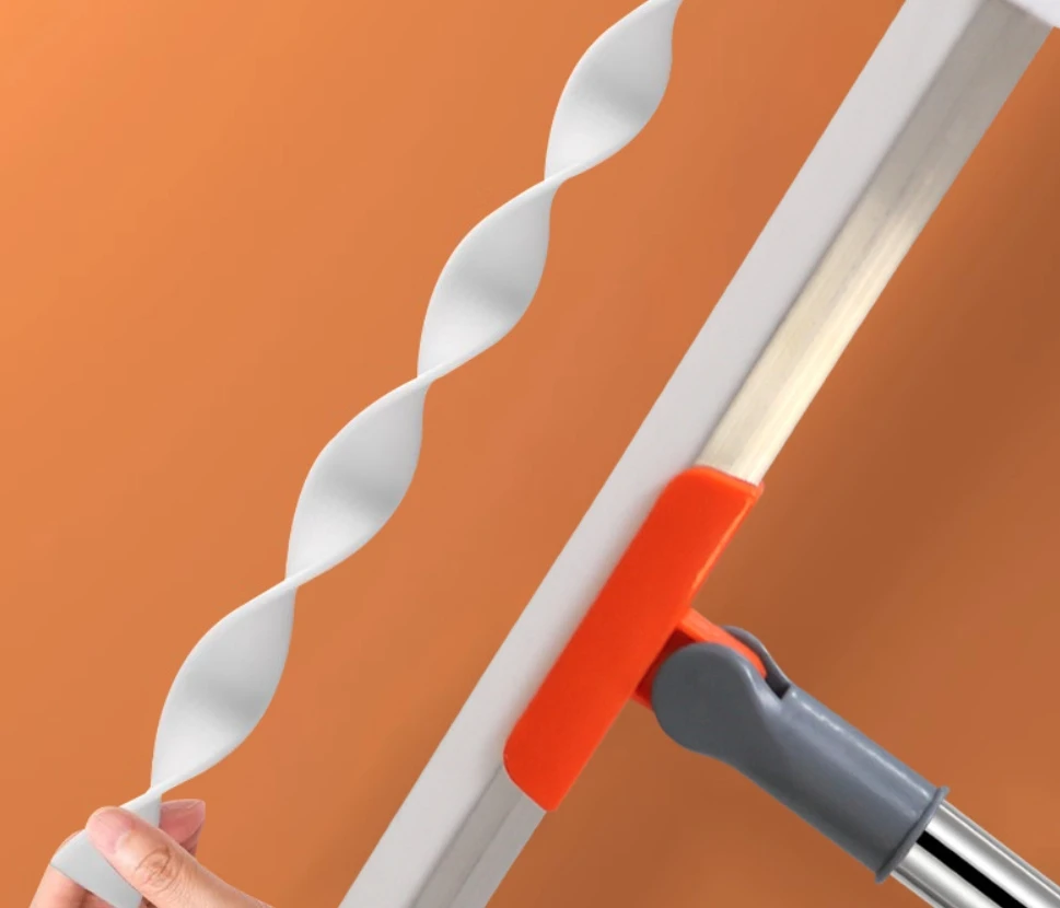 Multifunctional Silicone Broom Stainless Steel Floor Sweeping Tool Rotatable Wiper Scraper Telescopic