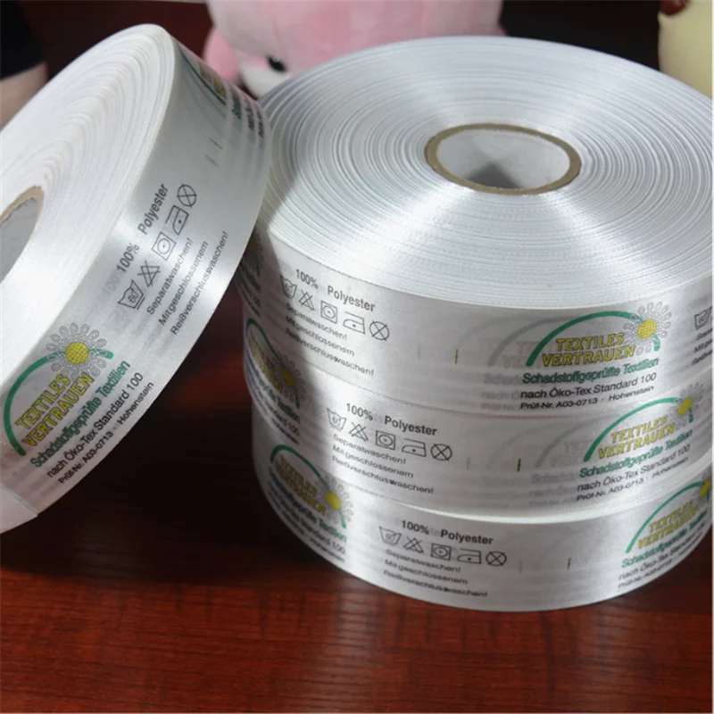 factory wholesale wash care label material taffeta nylon satin ribbon for printing TCSBD01-100