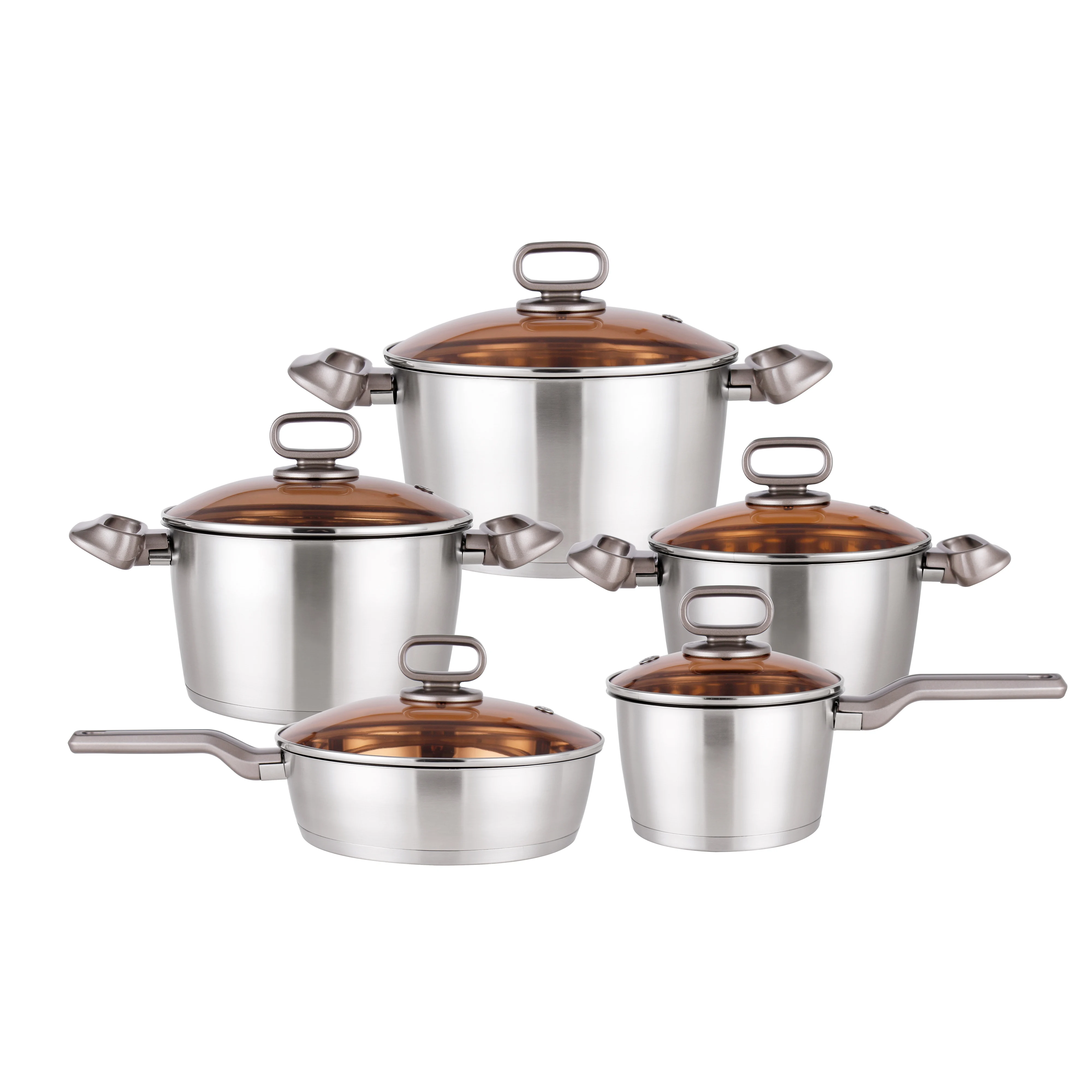 
10pcs Pot Pan Stainless Steel Cooking Pot Cookware Set 