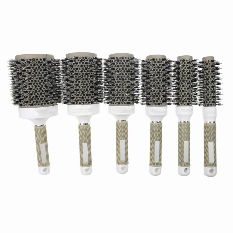 Round Hair Brush Boar Bristle Creative Natural Italy Style Nano Thermal Ceramic & Ionic Tech Hair Brush Nylon 1200pcs /size
