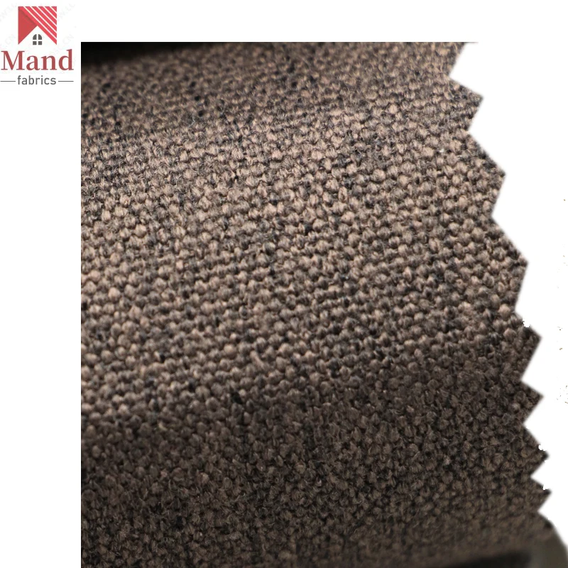 Mand textile wholesale customized modern polyester water repellent slub jute look upholstery fabric for outdoor furniture