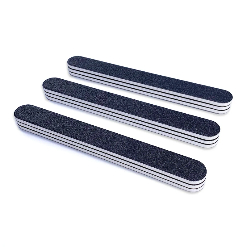 Customized Printed Logo Grit 80 100 150 180 240 Double Sides Nail Black File Washable Black Nail File