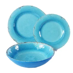dishwasher safe reusable grade rustic design ice crackle melamine tableware dinner plates dinnerware sets