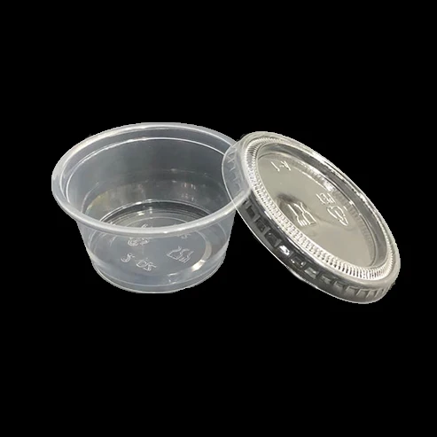 2oz Airline clear disposable plastic pp sauce cups and lids cooked food deil delicatessen container