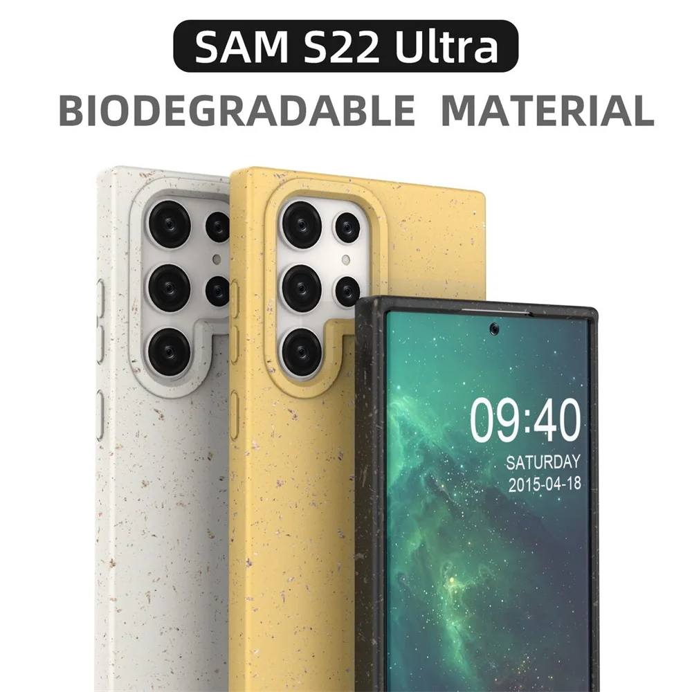 Eco Friendly Recycled Smartphone Case Full Biodegradable Fiber Wheat Straw  Cell Phone Cover For Samsung Galaxy S22 Ultra