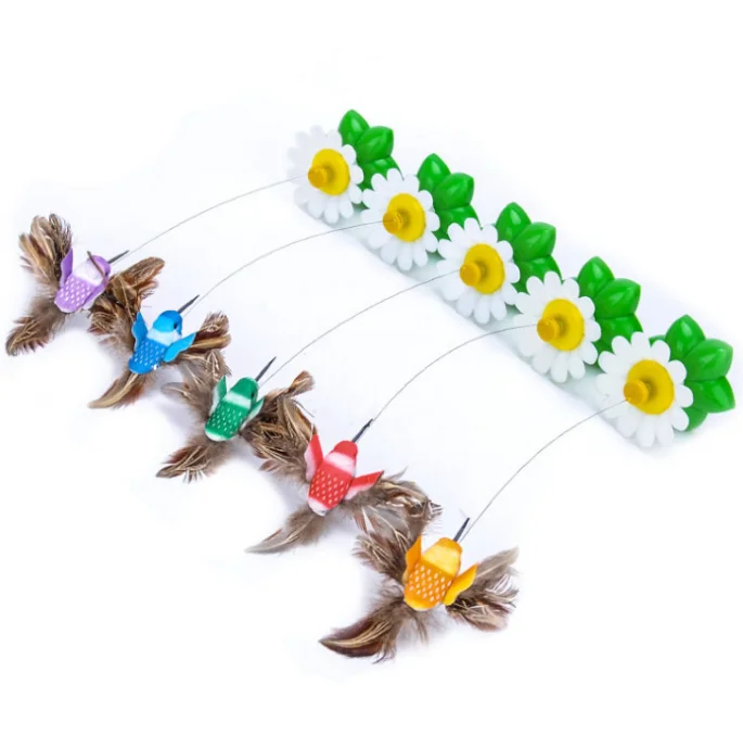 Wholesale Pet Cat Supplies Electric Butterfly Cat Toy Hummingbird Rotating Cat Teaser Stick