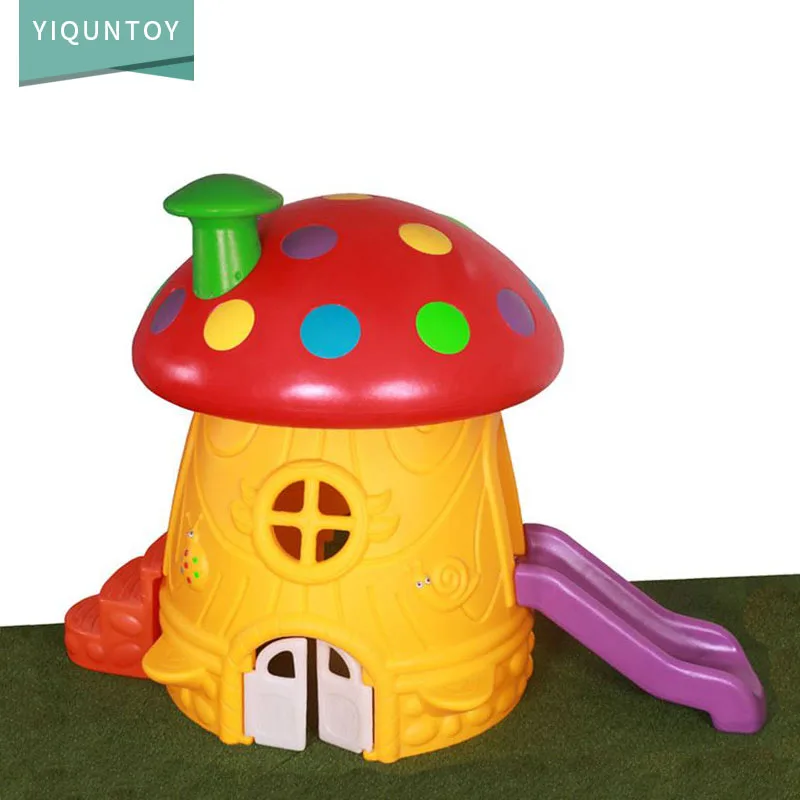 New interesting set plastic material high quality kids equipment stainless pipe mushroom house slide playground