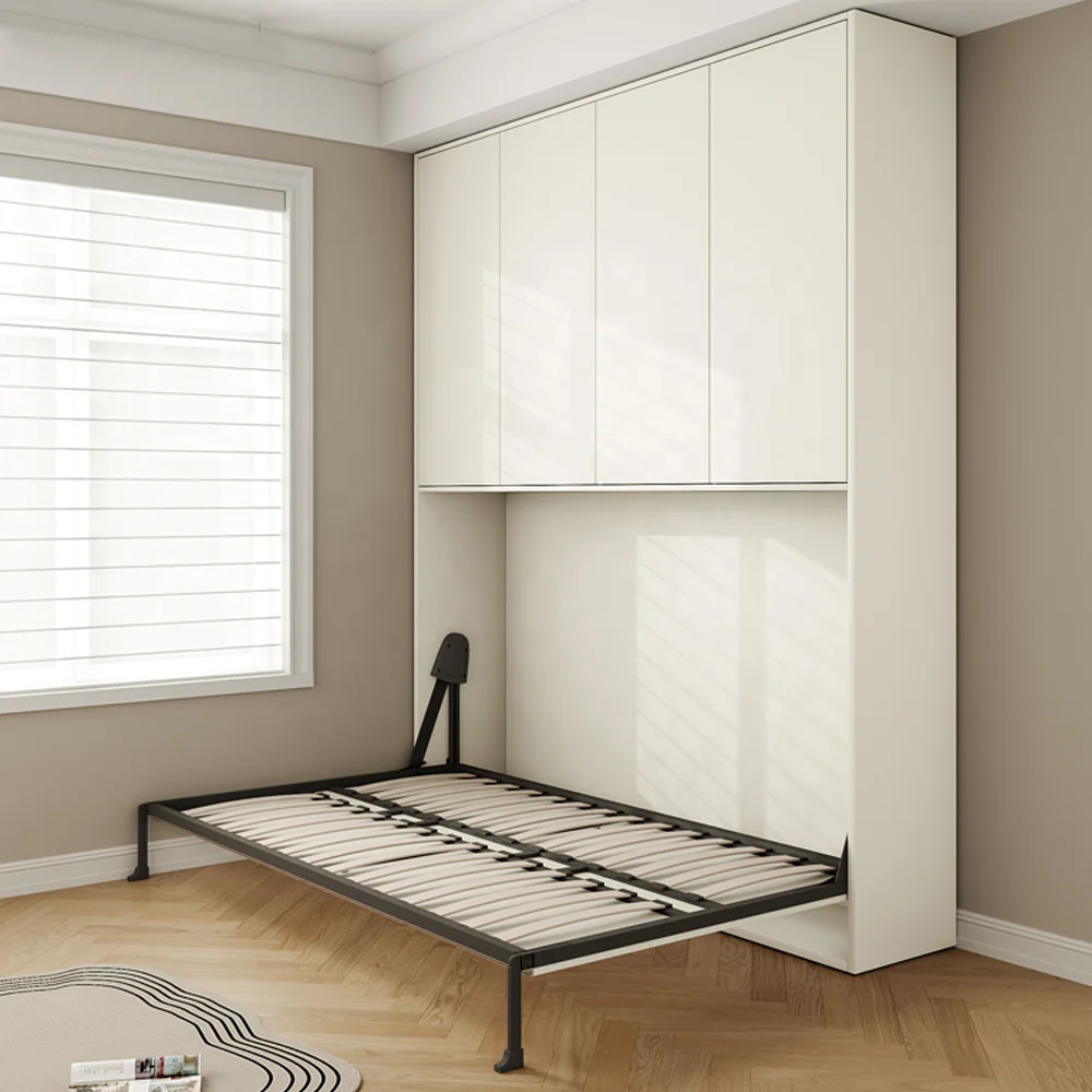 2024 Adjustable Murphy Bed Custom Hardware Kit Mecanismo Wood Frame Folding Cabinet With Desk Wall Bed Queen Size Bed Murphy
