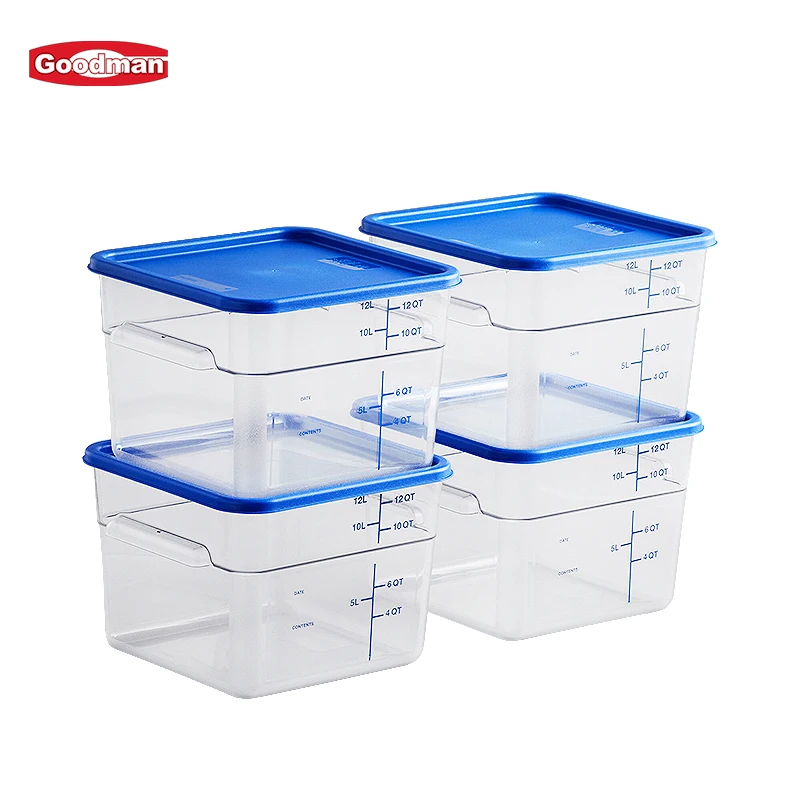 Commercial Food Grade Restaurant Transparent Plastic Flour Bins Food Storage Ingredient Bin With Airtight Lid