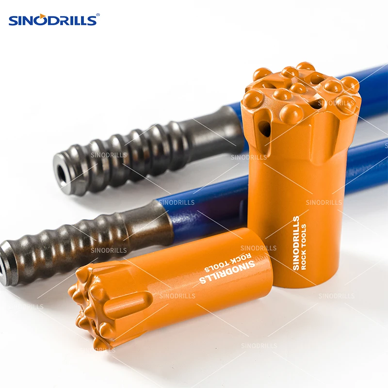 SINODRILLS Rock Drilling Carbide Tapered Button Bit 7/11/12 Degree Small Hole Tapered Bit 36mm