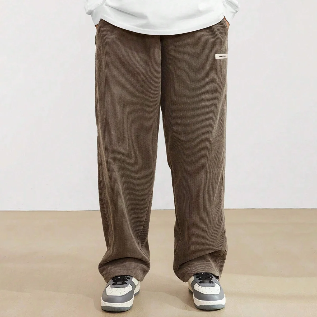 Rainbow Spray High Quality Custom Men Sweatpants Manufacturer Letter Patched Baggy Straight Leg Corduroy Sweatpants for Men