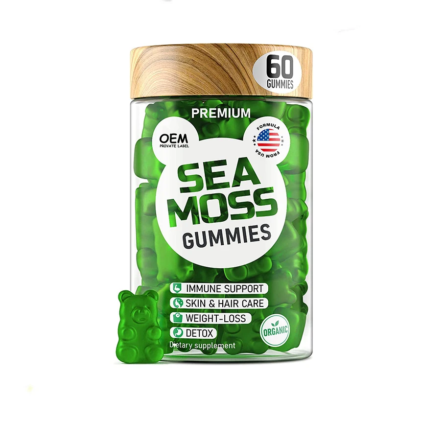 OEM ODM Private Label 100% Organic Natural Vegan Apple Cider Vinegar and Sea Moss Vitamin Gummies for Weight Loss