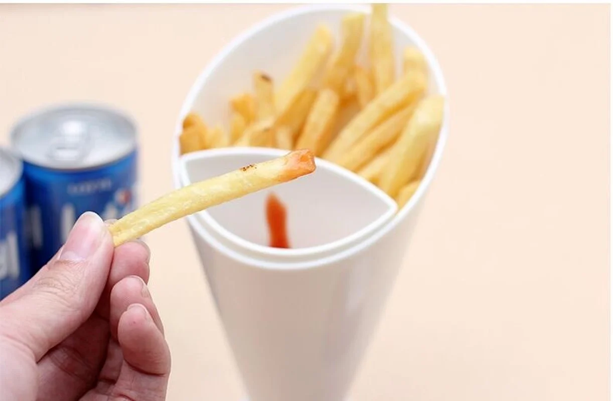 French Fry Chips Cone Salad Dipping Bowl Kitchen Restaurant Potato Tool Tableware Assorted Sauce Ketchup Jam Dip Bowl