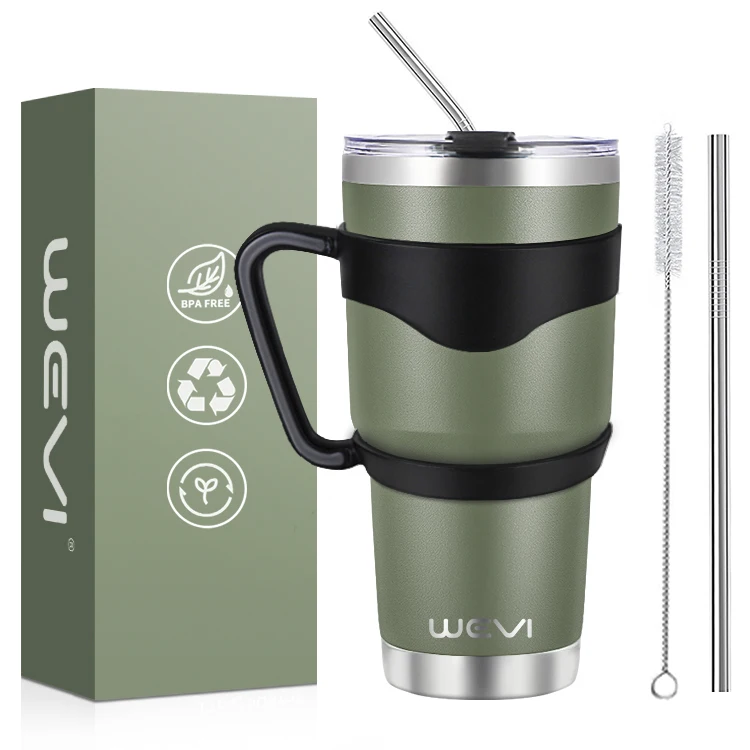 Wevi 20oz 30oz  wholesale travel coffee insulated stainless steel cups tumbler with straw and flip lid