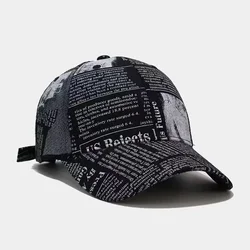 ins hat spring and summer college retro personality newspaper pattern baseball cap.gorras