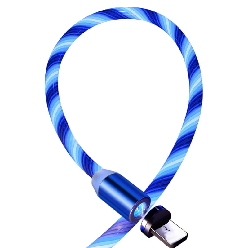 
Flowing Light Charging Phone for Iphone Charger Wire for Samaung Led Type C Connector for Mobile Magnetic Micro Usb Cable 