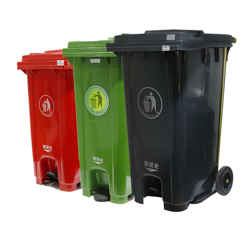 Plastic Outdoor Waste Bin With wheels and novel lid