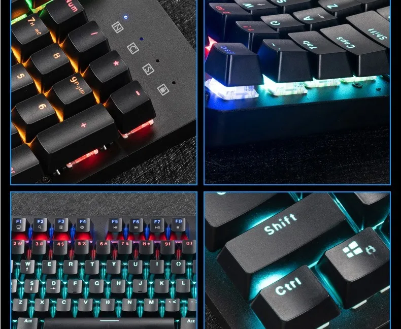 Hot selling OEM104 key wired high DPI RGB green axis keyboard and mouse set