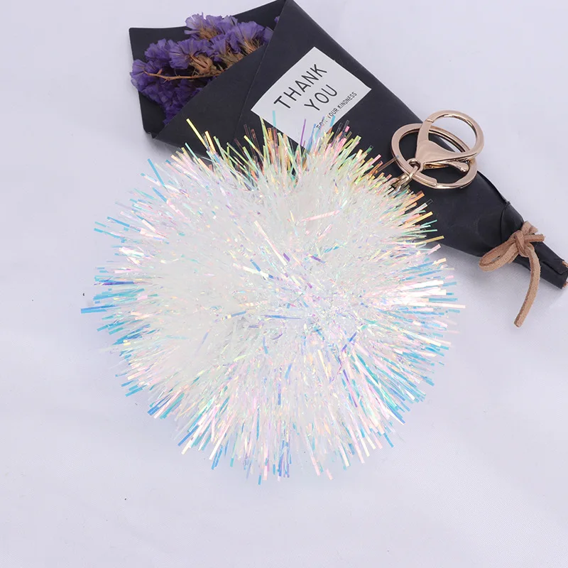 holographic   mini Cheerleading  pom poms key chain  Souvenir Gift for cheerleader
