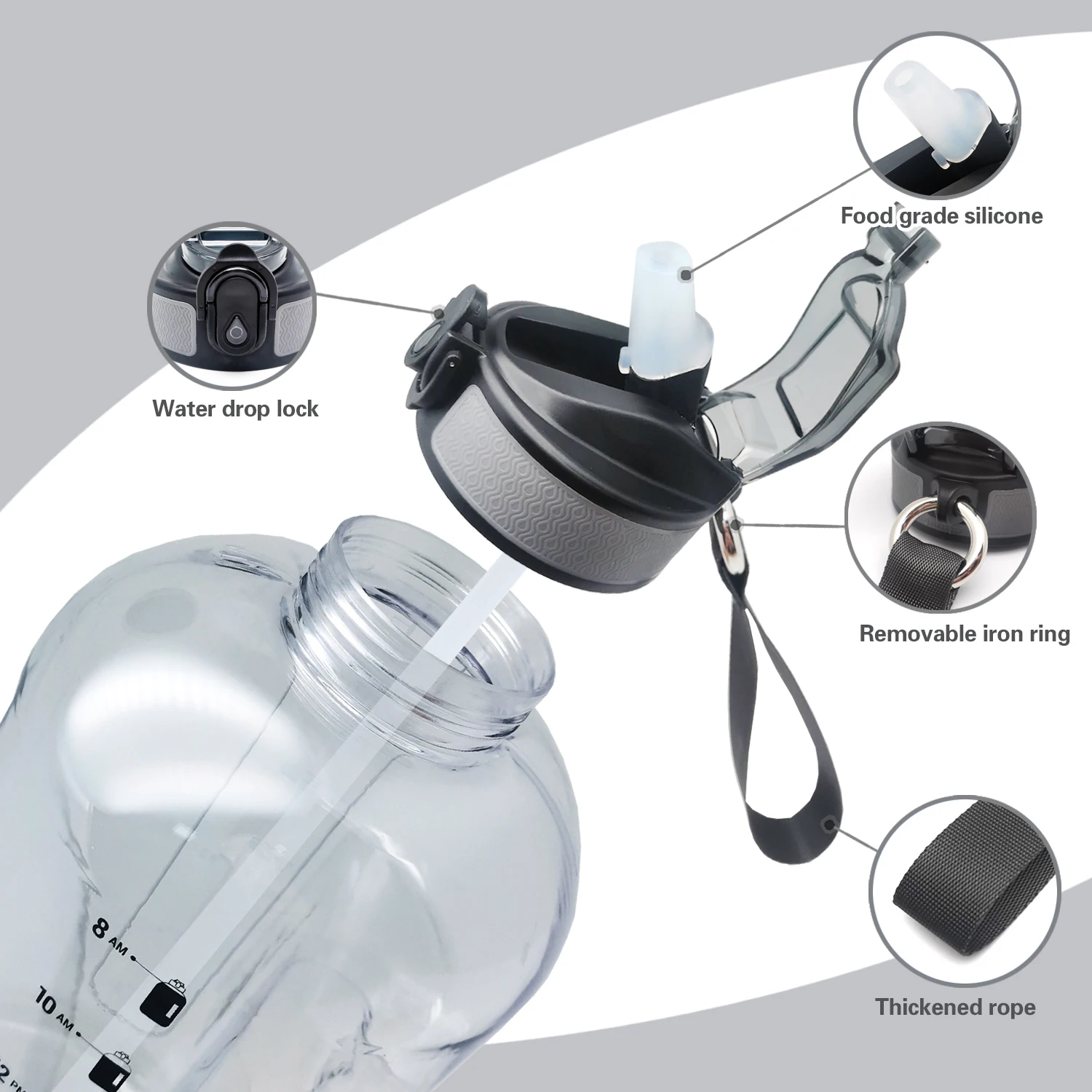 Half Gallon Water Bottle  Bodybuilding Water Bottle BPA free Big Sports Water Bottle