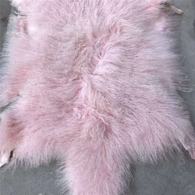Long Curly Fur Mongolian Sheep Skin / Tibetan Lamb Skin Pelt