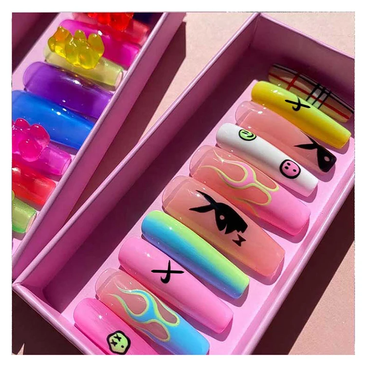 Wholesale Custom Private Label Acrylic Press On Nail Packaging Box For Long Nails