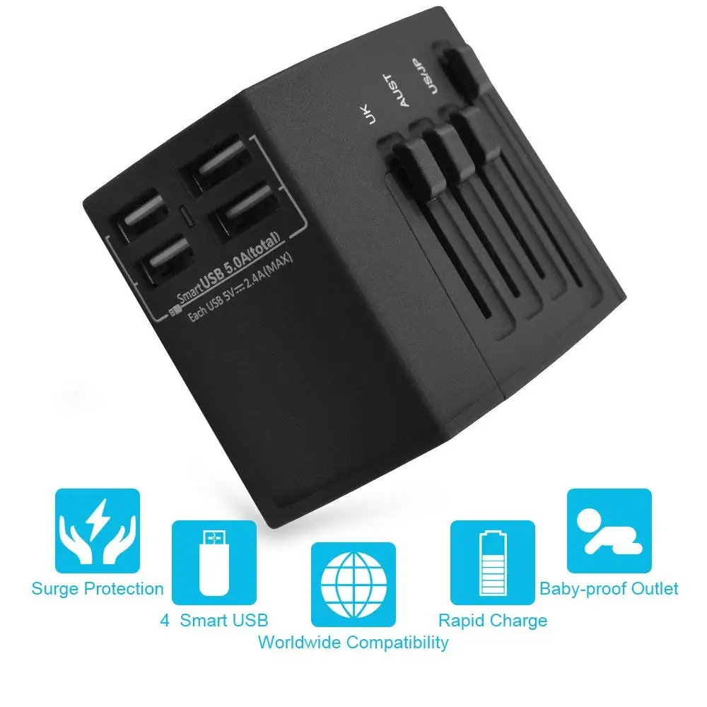 international 4 port usb travel charger adapter mobile phone wall charger multiple usb charging station EU/UK/AU/US/JP plug