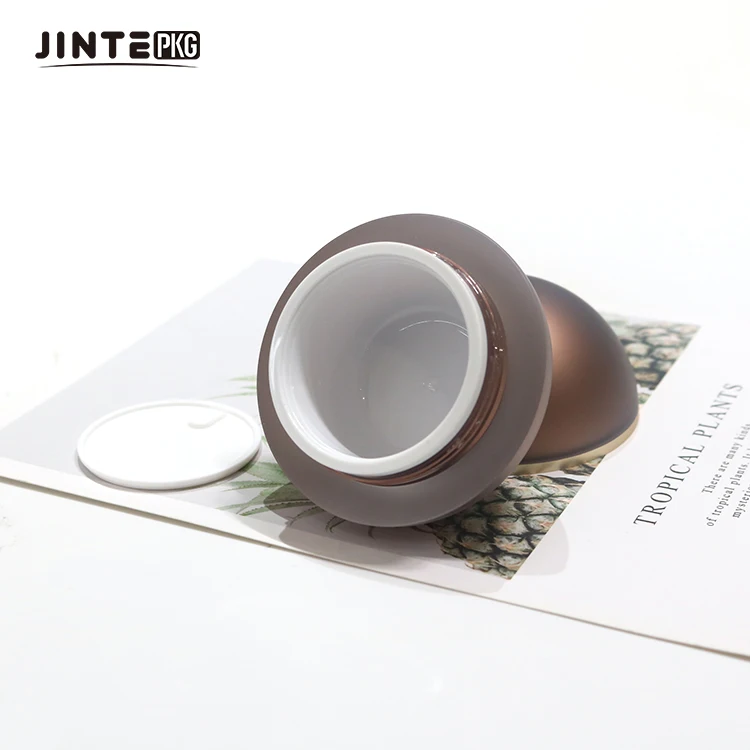 Luxury Brown Ball Shaped Cosmetic Acrylic Plastic Jars Containers For Face Cream Eye Cream Lip Balm