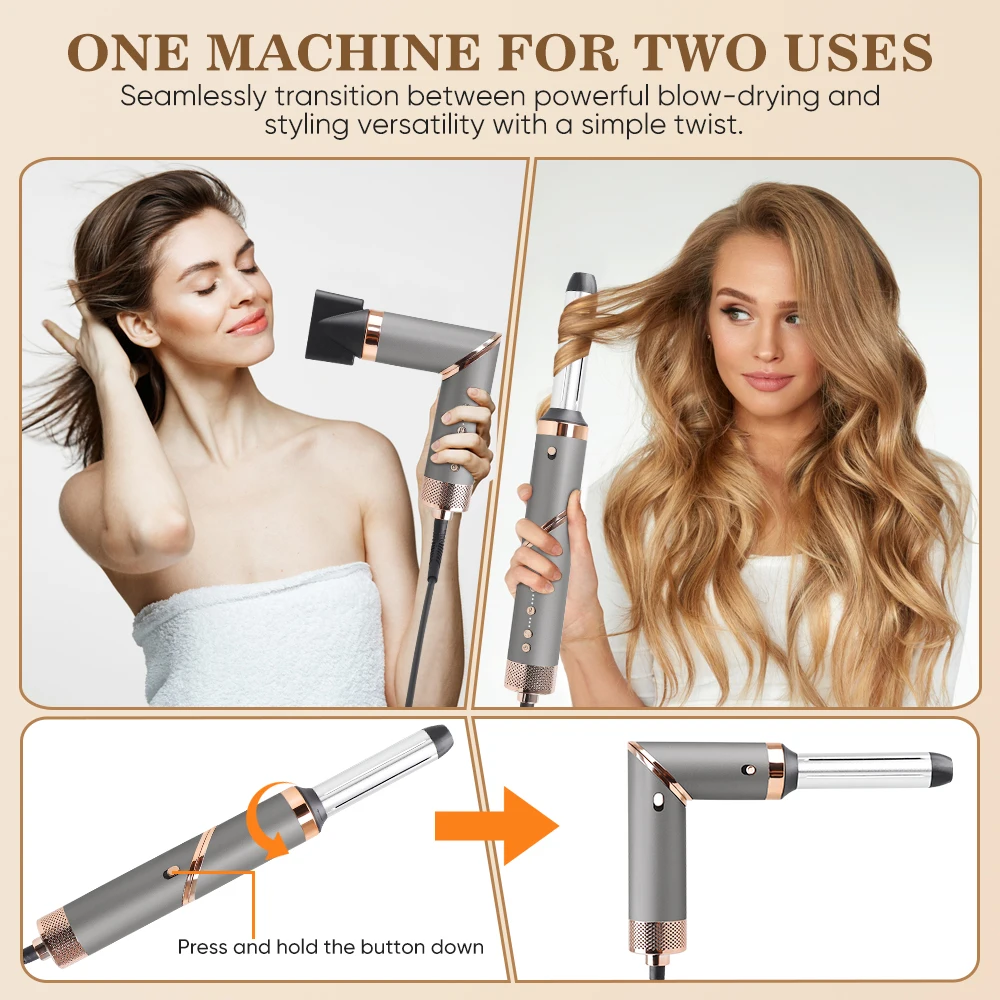6 In 1 Multifunctional 110000Rpm Ionic Fast Drying Blow Dryer Hot Air Negative Ionic Secador De Pelo One Step Curler Hair Dryer