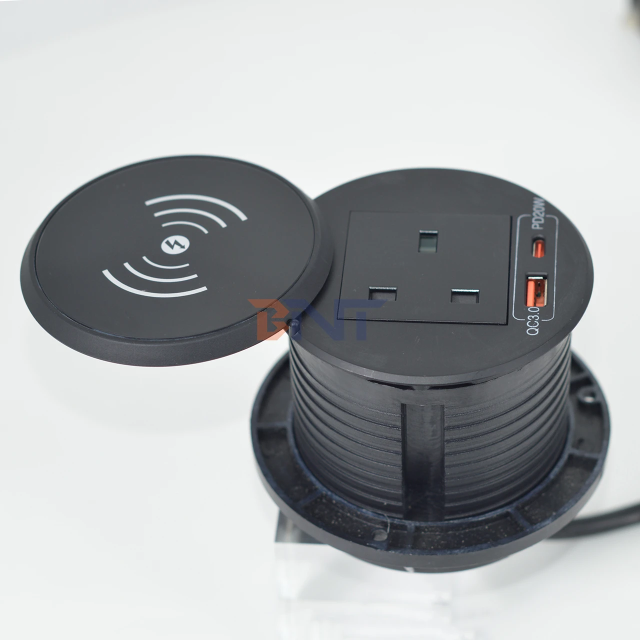 Customized Recessed round Grommet Desktop Tabletop Socket with USB-C Port Hidden in Office Desk Mounted Socket New