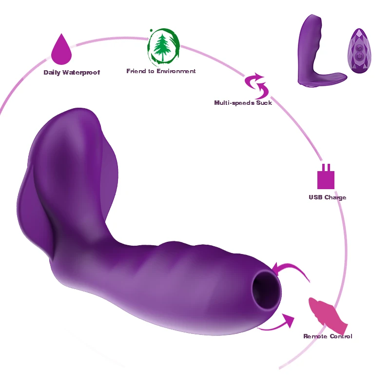 Fashion Remote Control Sexy Butterfly Vibes 7 Vibrations Modes Sucking G Spot Stimulator Vibrator for Women