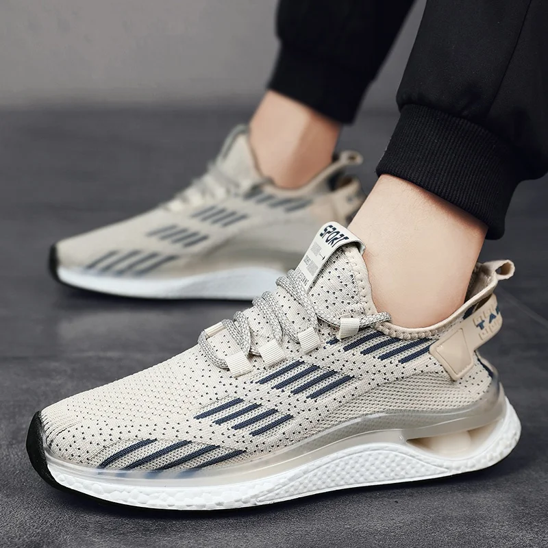 OEM ODM Wholesale Designer Brand Sport Shoes Men Custom Logo Flying Woven Running Athletic Casual Shoes for Men