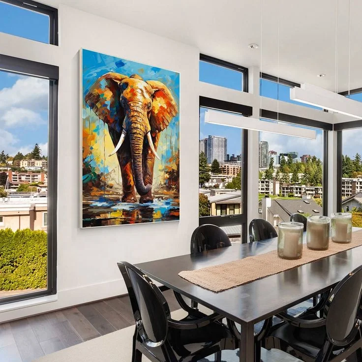 Handmade Modern POP Art Oil Painting Elephant Animal Wall Art Canvas Home Decoration