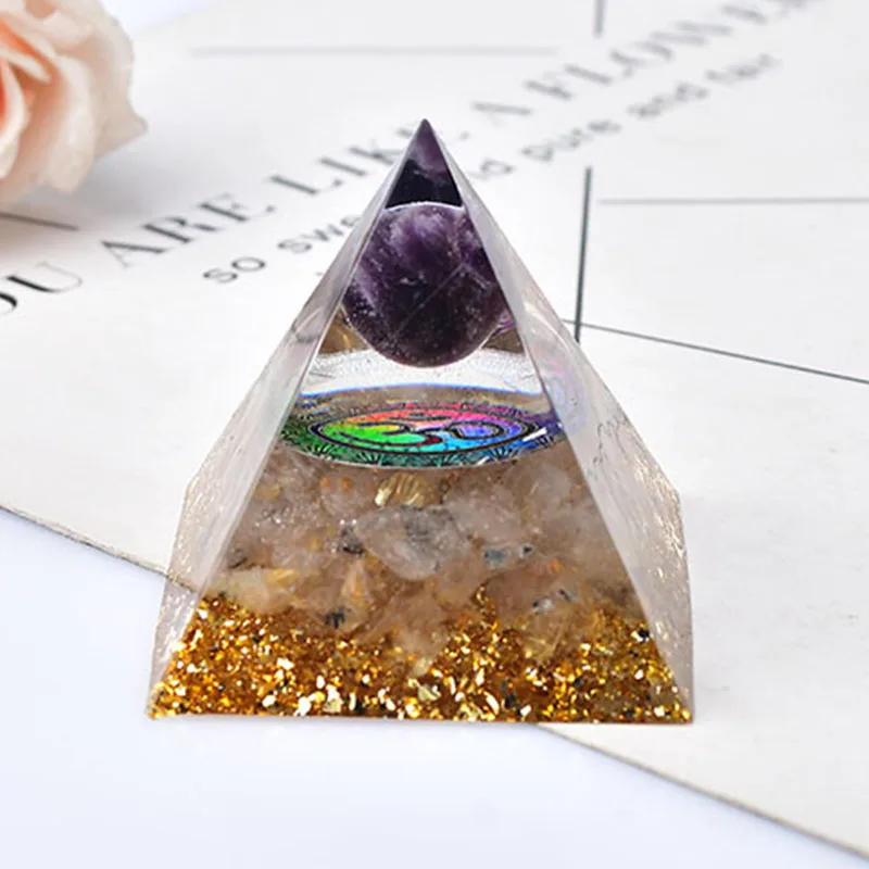 Crystal Red Jasper Gravel Resin Organ Pyramid With Lapis Lazuli Ball Healing Energy Tower For Meditation Ornaments