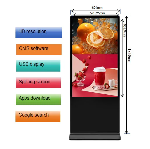 New elegant floor standing WiFi kiosk lcd screen Totem 65/55inch Digital Signages For Indoor Display Board With Animation