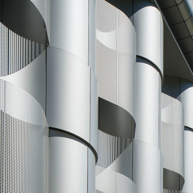 Creative idea super market external 3D wall building facade perforated aluminium facade