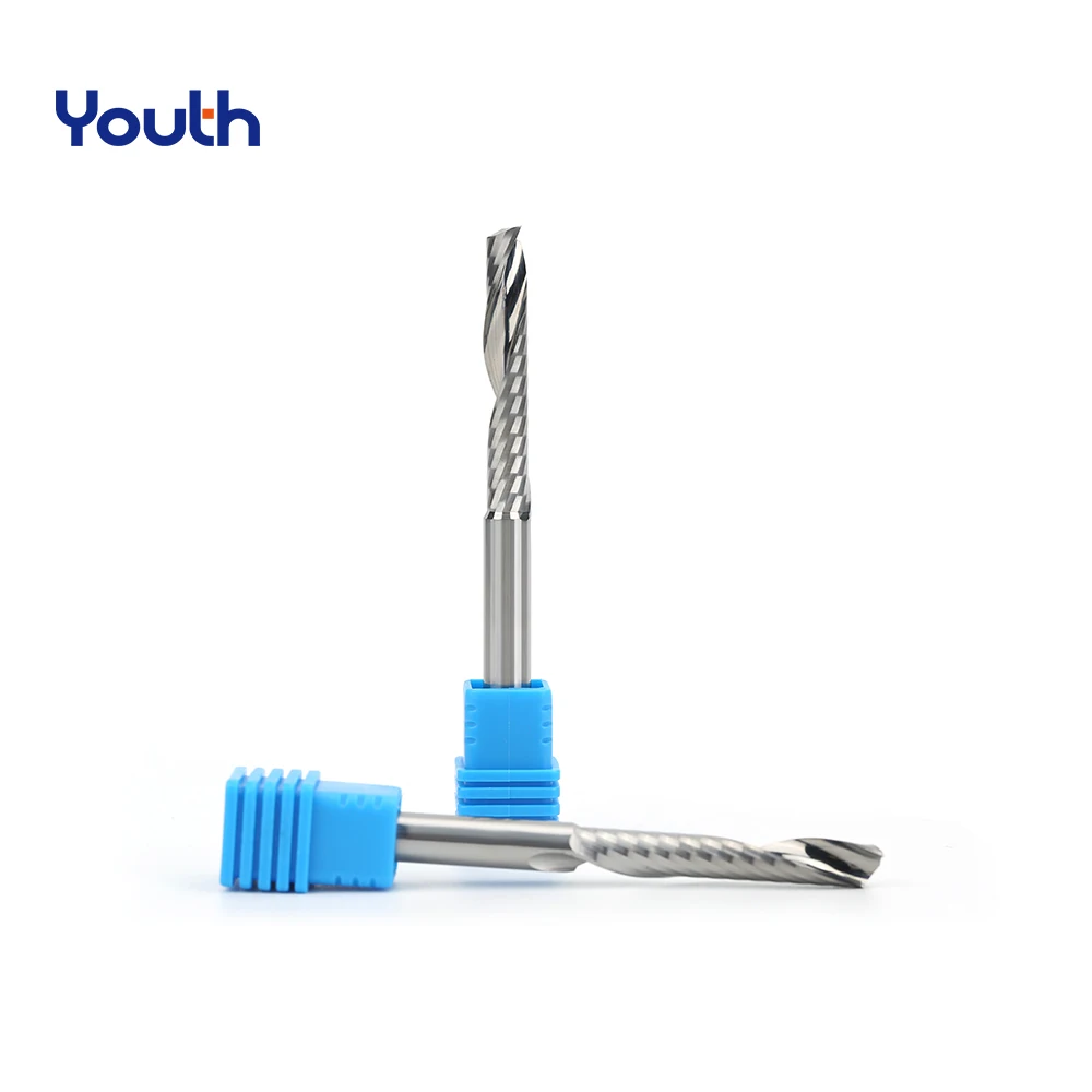 Youth single flute spiral end mill 3.175 shank spiral aluminum mill CNC 3D engraving carving bit for woodworking Fresa