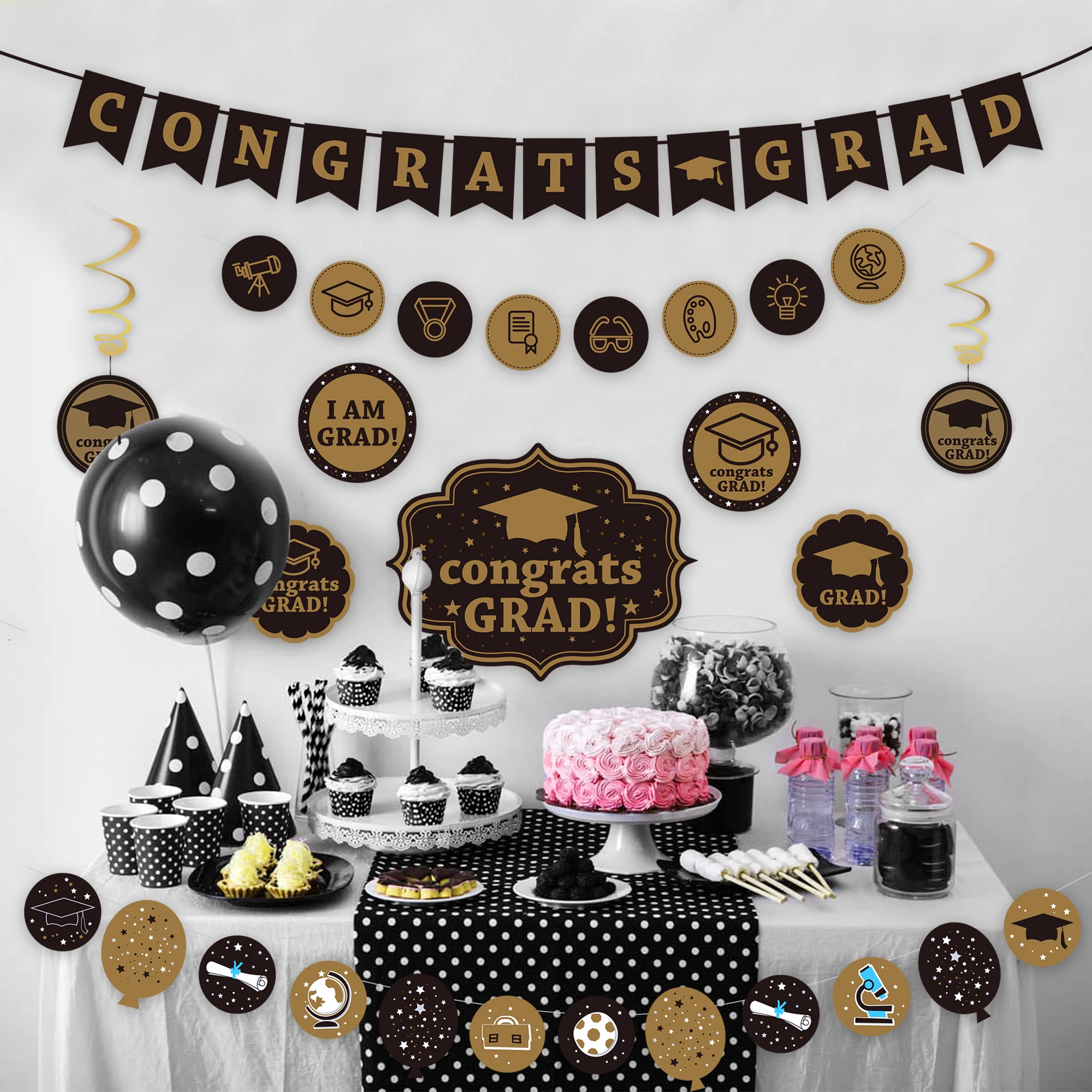 New product 2022 Graduation decoration sets, graduate celebration class party supplies banner and hangings class 2020 decoration